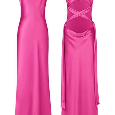 Hot pink new arrive long chiffon backless prom dress evening dress