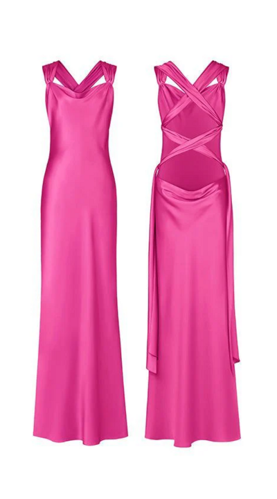 Hot Pink New Arrive Long Chiffon Backless Prom Dress Evening Dress
