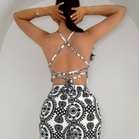 Sexy Sleeveless Printed Two Piece Set - Thumbnail 3