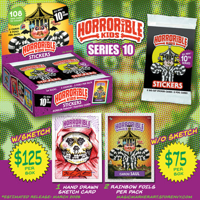 Horrorible kids - series 10 trading cards - standard 24 pack box