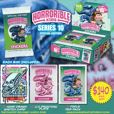 ** 2 box limit for 24 hrs** horrorible kids - series 10 trading cards - special edition 24 pack box