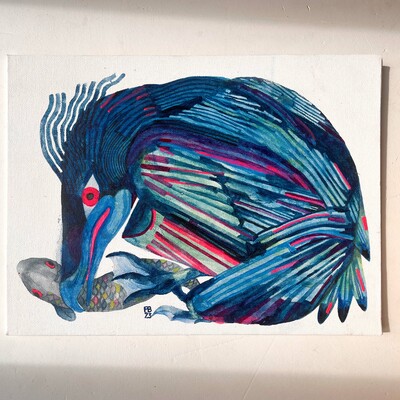 "cormorant" original painting