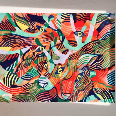"deer cacophany" original painting