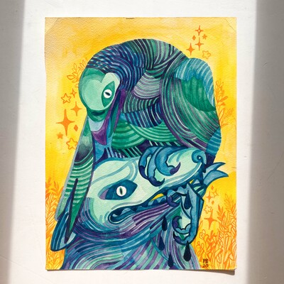 "caught", original painting