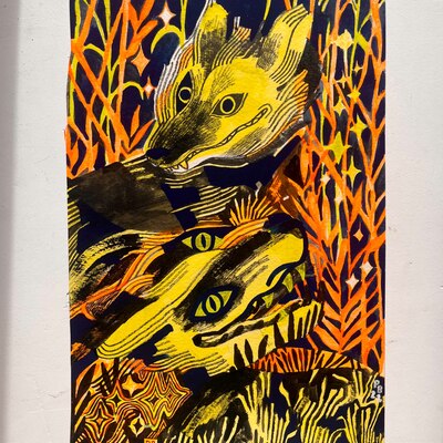"untitled wolves" original painting