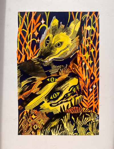 "UNTITLED WOLVES" Original Painting