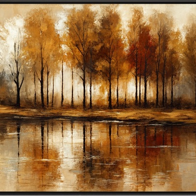 Autumn forest reflections landscape wall art print