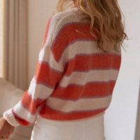 Color Block Stripe Pullover Knit Sweater - Thumbnail 2