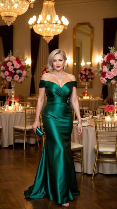 Elegant Green Sheath Mother of Bride/Groom Dress Evening Formal Gowns 