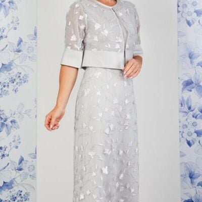 Sliver tea-length with jacket mother of bride/groom dress evening formal gowns 