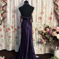 Halter A Line Grape Prom Dresses Long Formal Evening Dress - Thumbnail 1