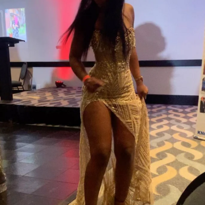 Sexy gold long formal evening party dresses with slit