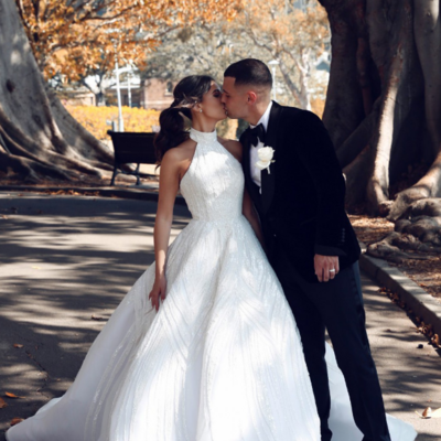 Mermaid halter neck ball gown backless sequins wedding dresses - Thumbnail 1