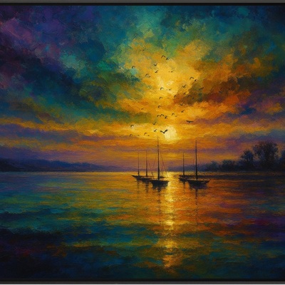 Sunset sailboat wall art print