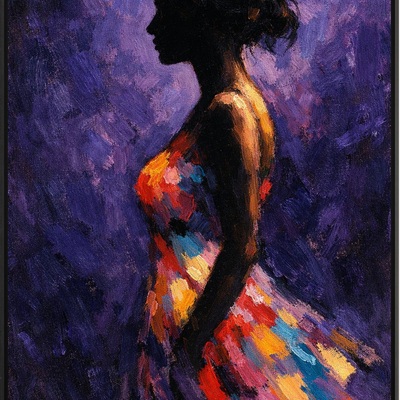 Colorful abstract silhouette woman wall art print