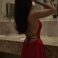 Spaghetti Strap Wine Red Open Back Prom Dress with Slit  - Thumbnail 1