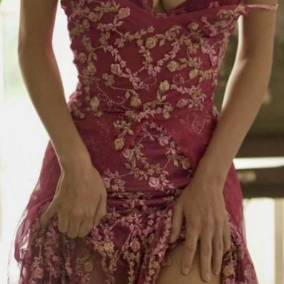 Unique straps a line pink long prom dress with lace