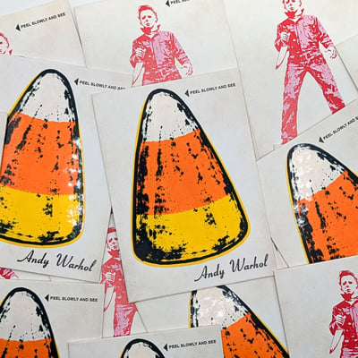 Michael myers - andy warhol pop art velvet underground (candy corn) halloween custom trading card