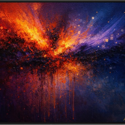 Cosmic ember burst abstract wall art print