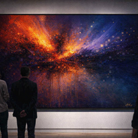 Cosmic Ember Burst Abstract Wall Art Print - Thumbnail 4