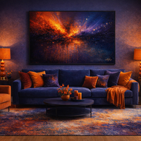 Cosmic Ember Burst Abstract Wall Art Print - Thumbnail 1