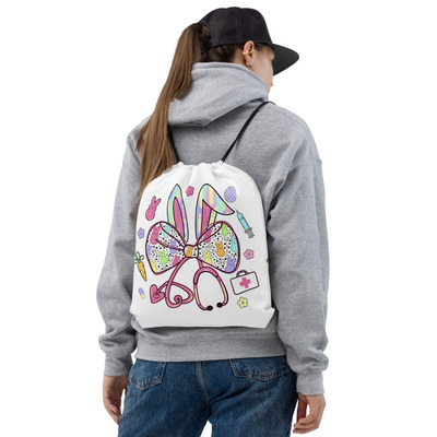 Happy easter nurse drawstring bag