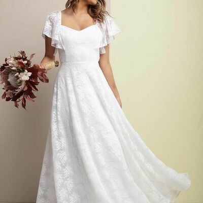Simple ball gown lace beach boho wedding dress