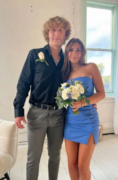 Sheath Blue Short Stain Homecoming Dress