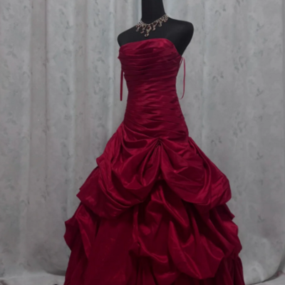 Elegant a line red stain formal evening dress party gowns
