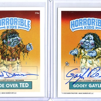 Horrorible kids ted danson & gaylen ross - celebrity auto card pair