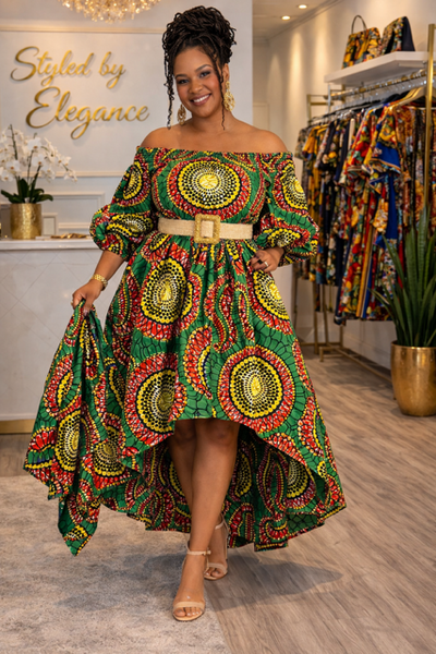 Golden Sunburst Hi Low Dress