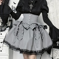 Gothic High-waist Striped Flare Skirt - Thumbnail 1