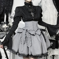 Gothic High-waist Striped Flare Skirt - Thumbnail 2
