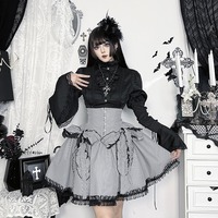 Gothic High-waist Striped Flare Skirt - Thumbnail 4