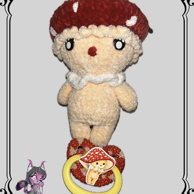 Mushroom  baby  with matching adult paci