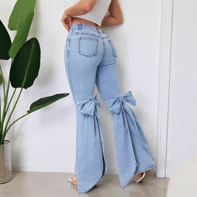 Big Bow Flare Leg Jeans
