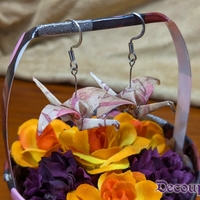 Origami Crane Earrings - Brown Set - Thumbnail 1