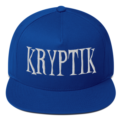 White embroidered "kryptik" snapback