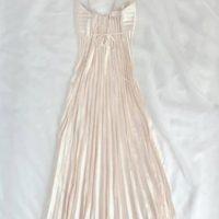 Spaghetti Straps Champagne Long Pleated Prom Dresses - Thumbnail 2