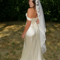 Off Shoulder Sheath Champagne Appliques Bridal Dresses - Thumbnail 1