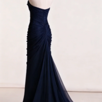 Strapless Mermaid Navy Blue Formal Party Dresses - Thumbnail 1