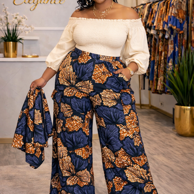 Midnight bloom palazzo set