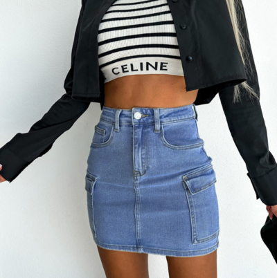 Sexy Denim Pocket Skirt