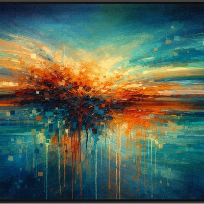 Abstract sunset horizon wall art print