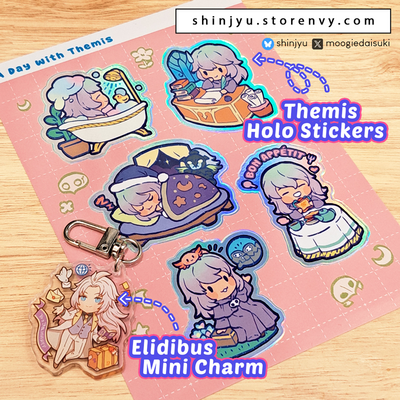 Themis holo sticker sheet & elidibus mini charm