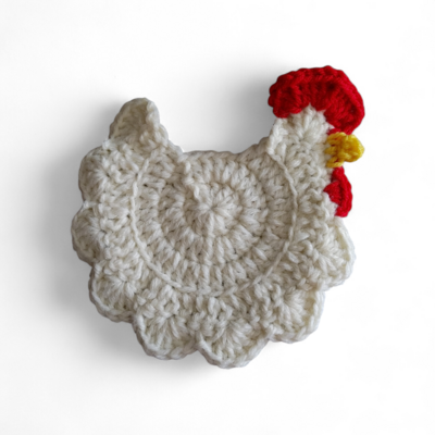 Crochet chicken coasters