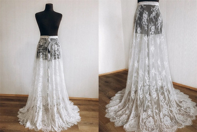 Ivory White Lace Maxi Skirt Wedding Party Lace Wrap Skirt Outfit Custom Plus Size