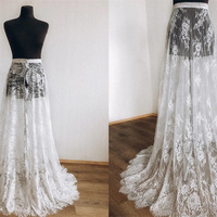 Ivory White Lace Maxi Skirt Wedding Party Lace Wrap Skirt Outfit Custom Plus Size - Thumbnail 4