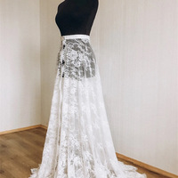 Ivory White Lace Maxi Skirt Wedding Party Lace Wrap Skirt Outfit Custom Plus Size - Thumbnail 5