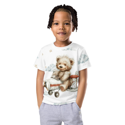Tommy air plane bear kids crew neck t-shirt